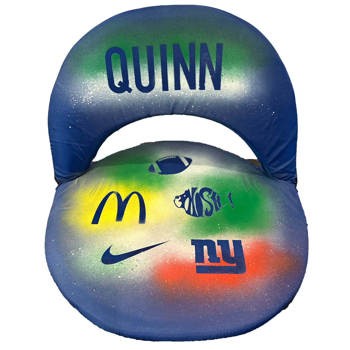 Logos Airbrushed Ground Chair camp chair – airbrushed art – portable, low-profile seating.