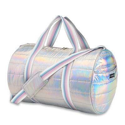 Metallic Puffer Duffle Bag with Sunrise Straps
