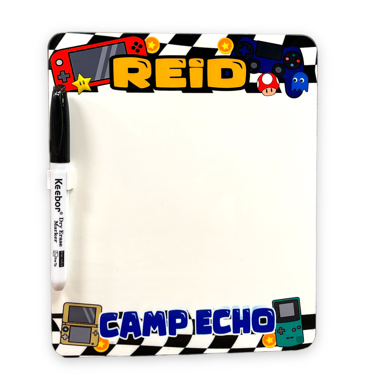 Checkered Gamer Dry Erase Board - Bee Bee Designs