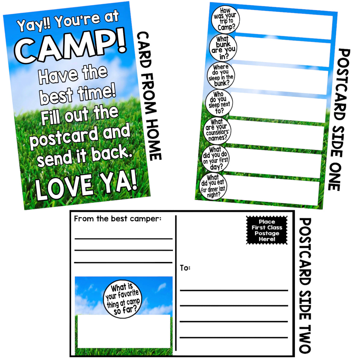 Outdoors First Letter to Camp - Bee Bee Designs