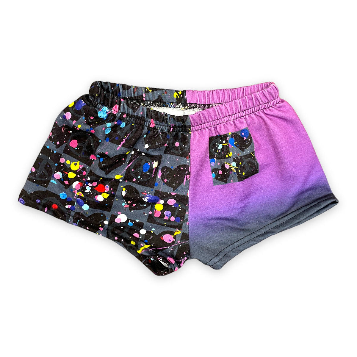 Checker Splatter French Terry Shorts - Bee Bee Designs