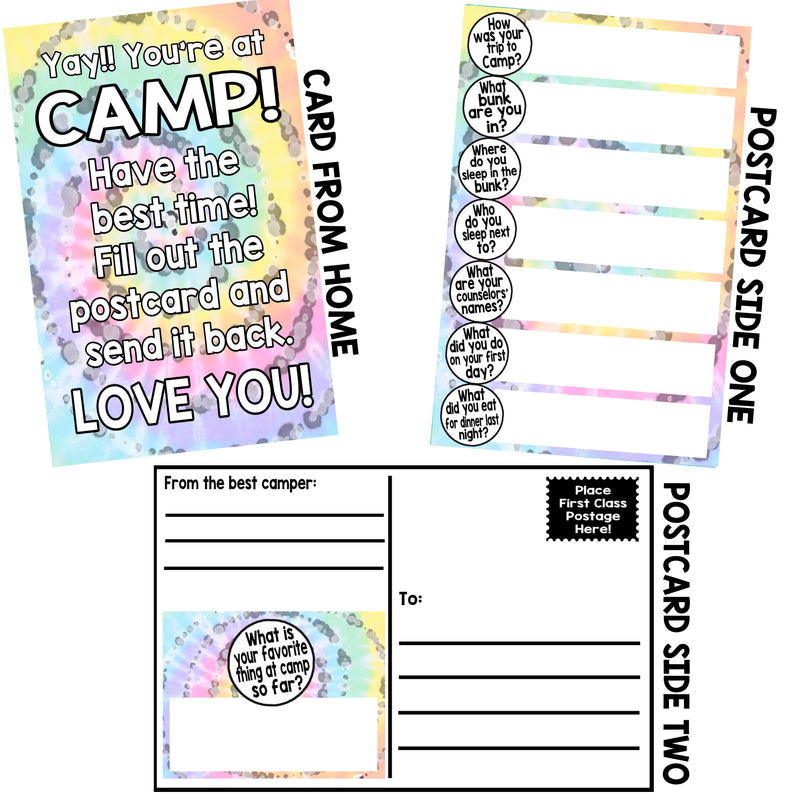 Pastel Tie Dye First Letter to Camp