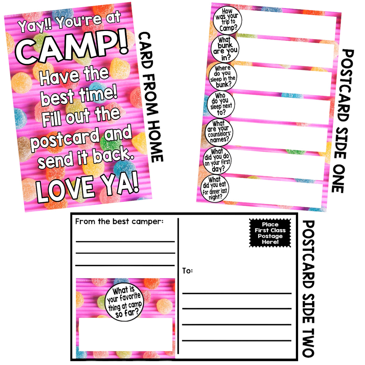 Candy First Letter to Camp - Bee Bee Designs