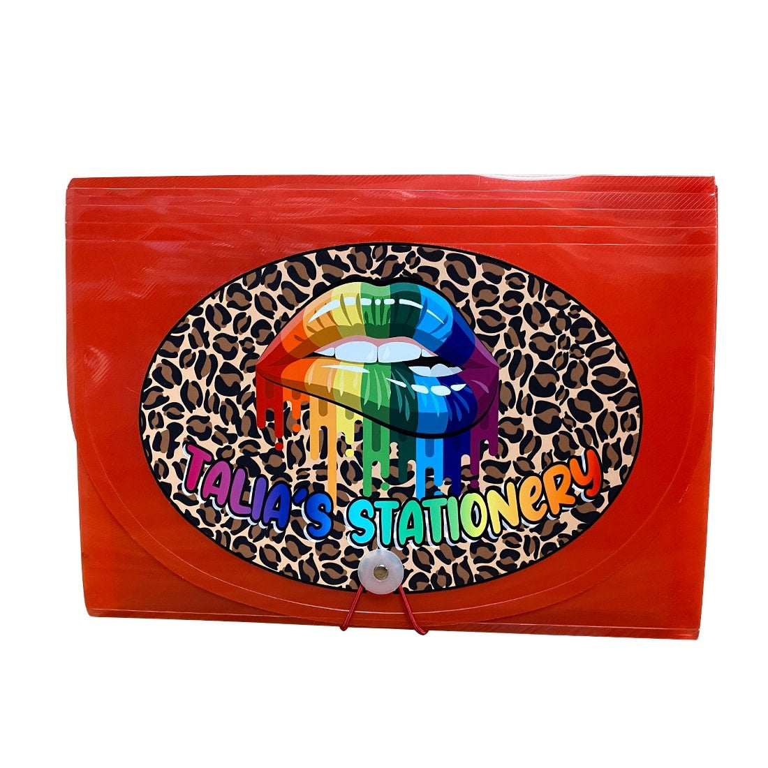 Cheetah Lips 7-Pocket File – 7-pocket camp letter organizer for stationery and stamps by Bee Bee Designs