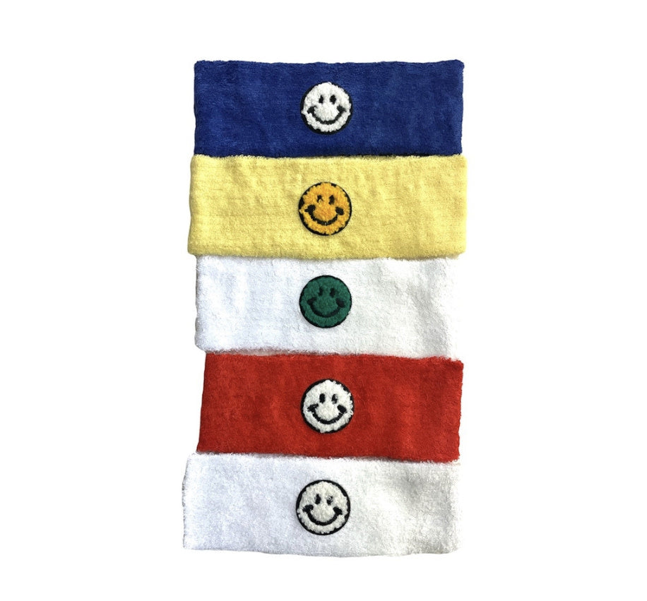 Smiley Face Camp Color Terry Headband - Bee Bee Designs