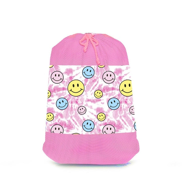 Smiley Pink Marble Mesh Laundry Bag