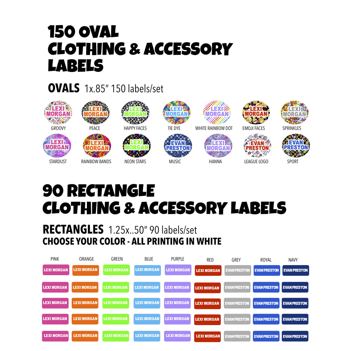 Stick-On Clothing and Equipment Labels – camp name labels.