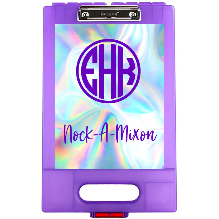 Spacey Monogram Clipboard – storage clipboard for writing camp letters at sleepaway or overnight camp by Bee Bee Designs