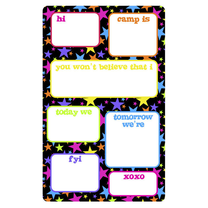 Neon Stars Fill-In Notepad - Bee Bee Designs