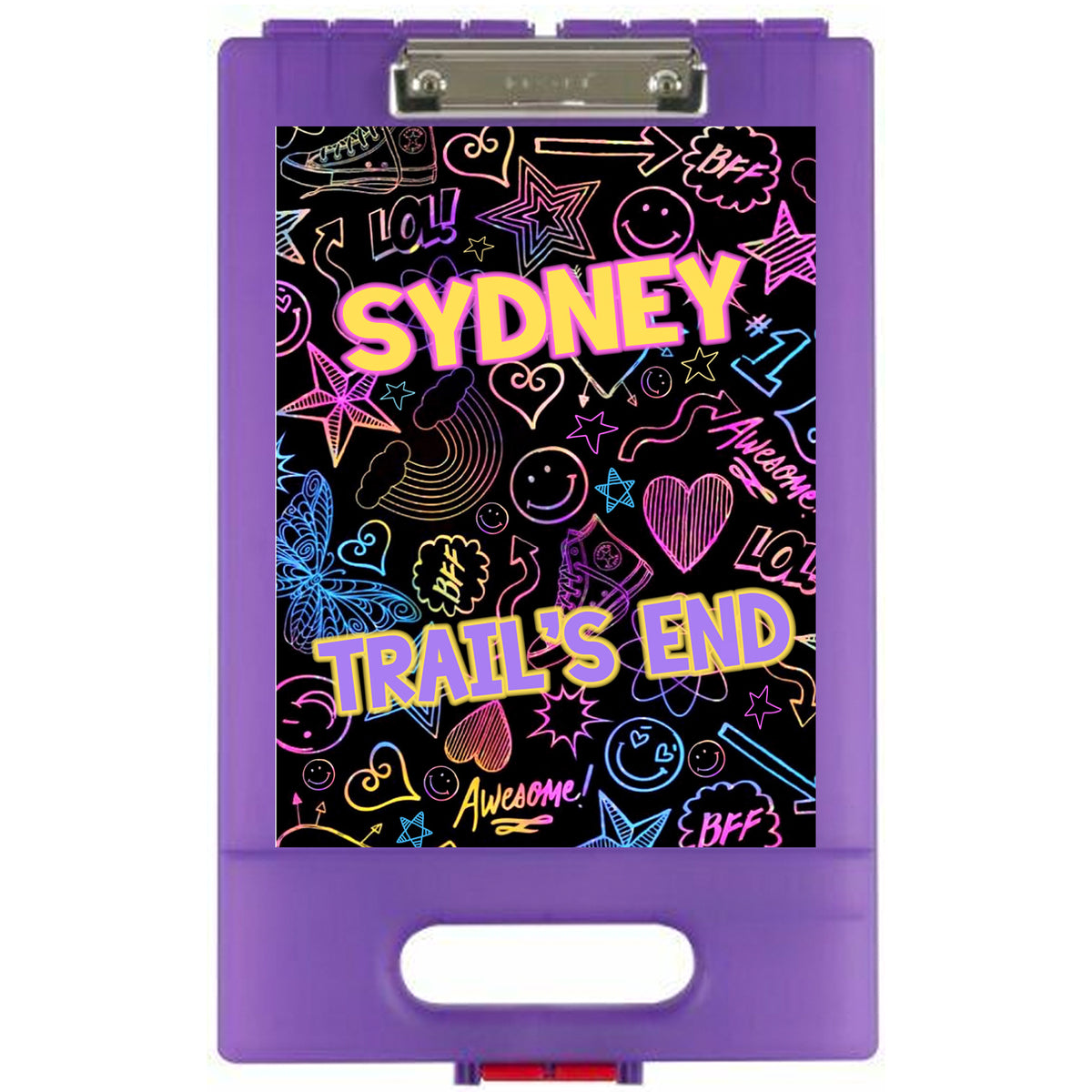 Neon Doodles Clipboard – storage clipboard for writing camp letters at sleepaway or overnight camp by Bee Bee Designs