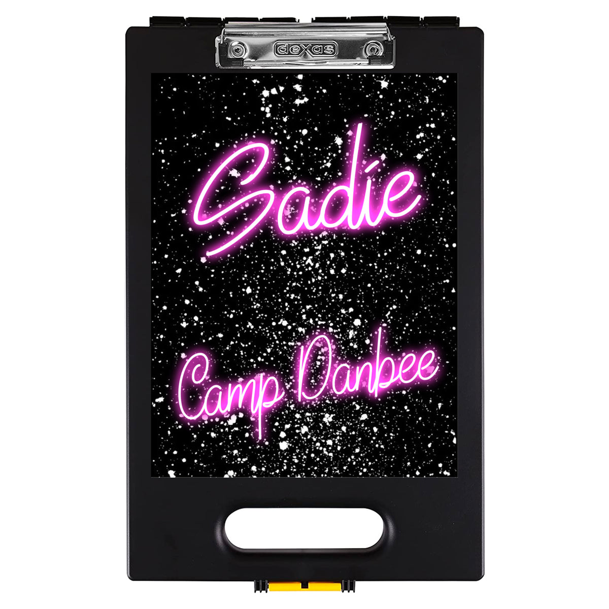 Neon Splatter Clipboard – storage clipboard for writing camp letters at sleepaway or overnight camp by Bee Bee Designs