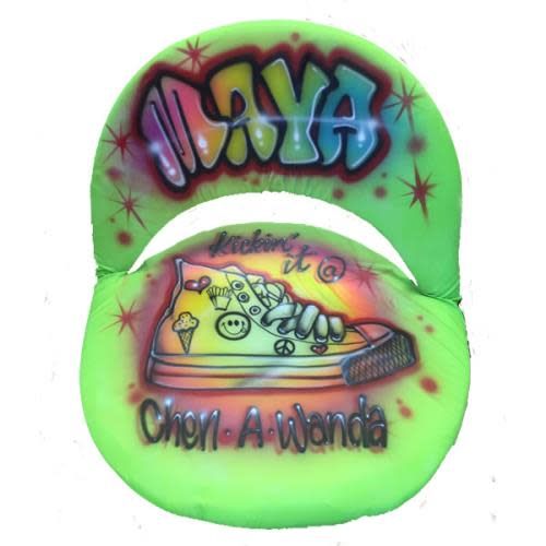 Kickin It Airbrushed Ground Chair camp chair – airbrushed art – portable, low-profile seating.