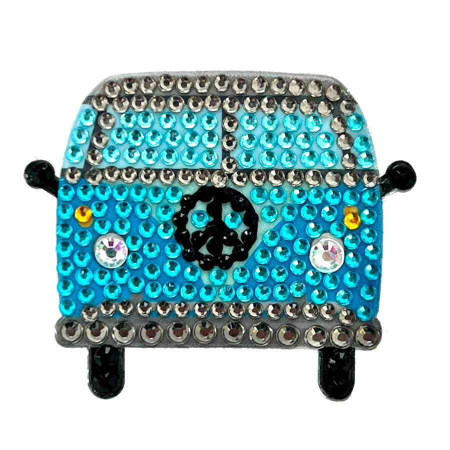 Blue Van Stickerbean – collectible StickerBean for trading + decorating at sleepaway or overnight camp by Bee Bee Designs
