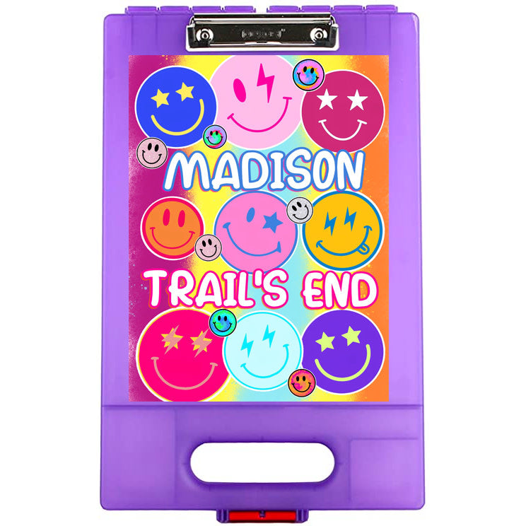 Ombre Smileys Clipboard – storage clipboard for writing camp letters at sleepaway or overnight camp by Bee Bee Designs