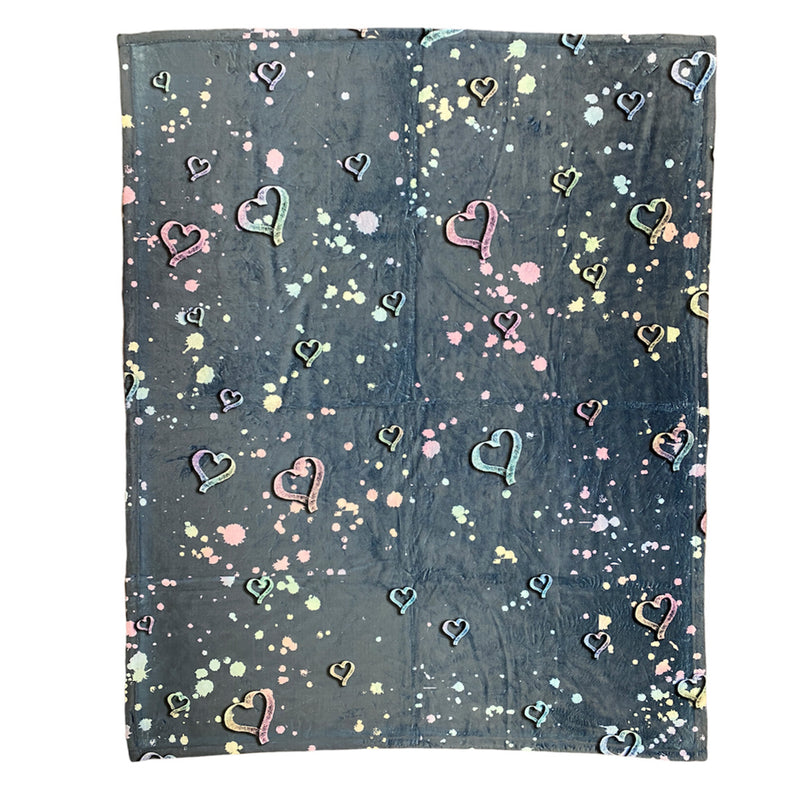 Blushed Hearts Splatter Blanket