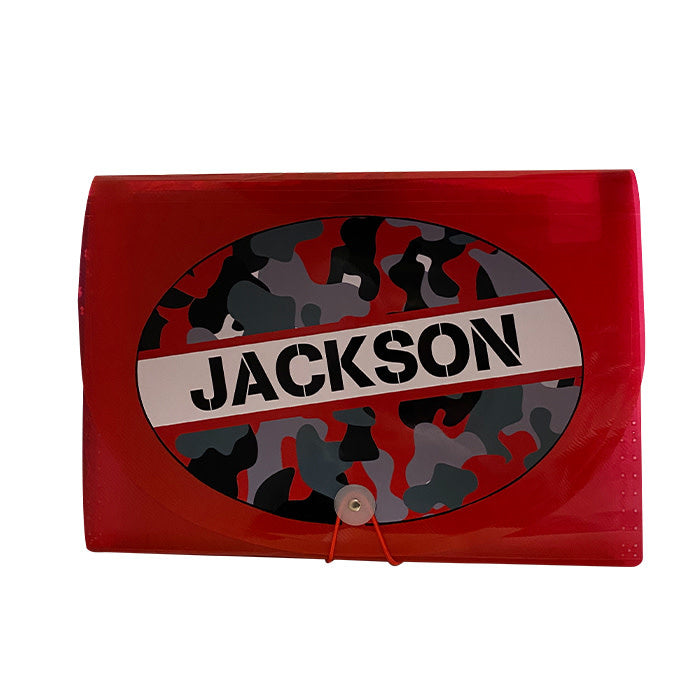 Camo Stripe 7-Pocket File – 7-pocket camp letter organizer for stationery and stamps by Bee Bee Designs