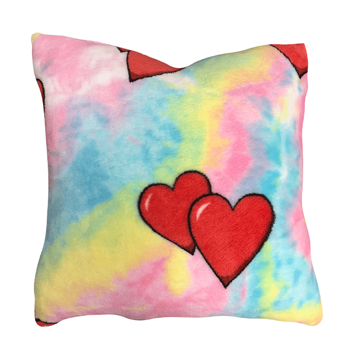 Tie Dye Hearts Fuzzy Square Pillow - Bee Bee Designs