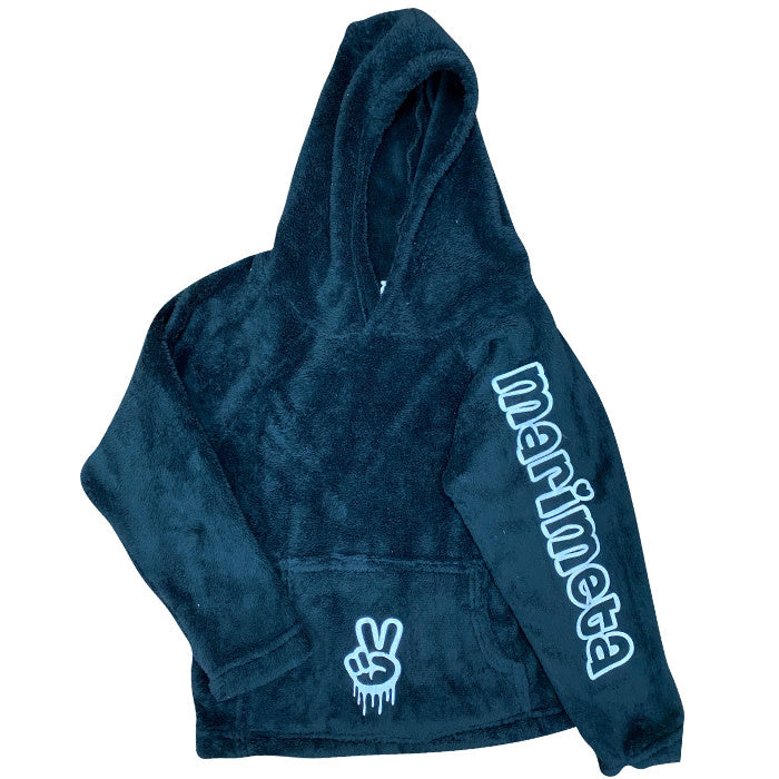 Fuzzy Hoodie with Bubble Lettters and Fun Pocket - Bee Bee Designs