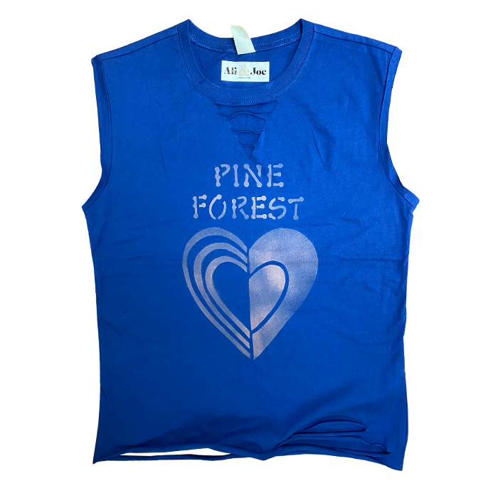 Cut Out Heart Deep Ribbon V-Neck Muscle Camp Shirt Camp Muscle Shirt