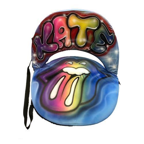 Rock n' Roll Airbrushed Ground Chair camp chair – airbrushed art – portable, low-profile seating.