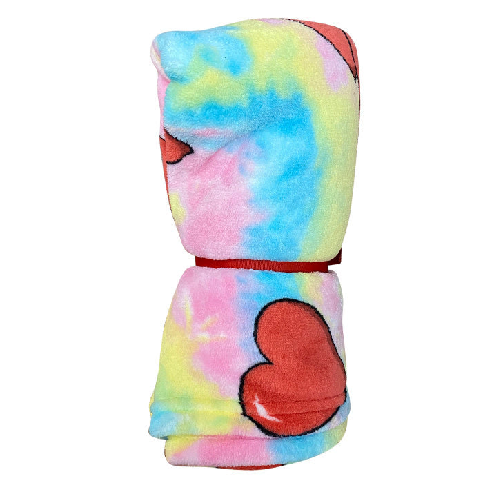 Tie Dye Hearts Fuzzy Throw Blanket