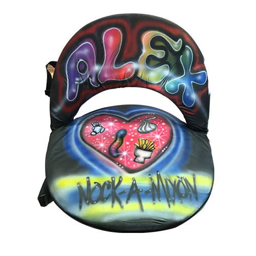 Candy Airbrushed Ground Chair camp chair – airbrushed art – portable, low-profile seating.