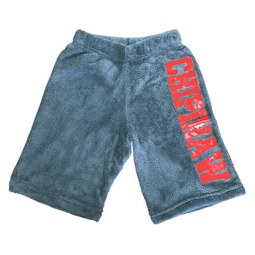 Boys Long Fuzzy Shorts with Large Camp Name - Bee Bee Designs