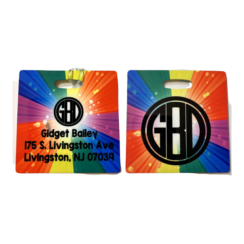 Rainbow Monogram Luggage Tag - Bee Bee Designs