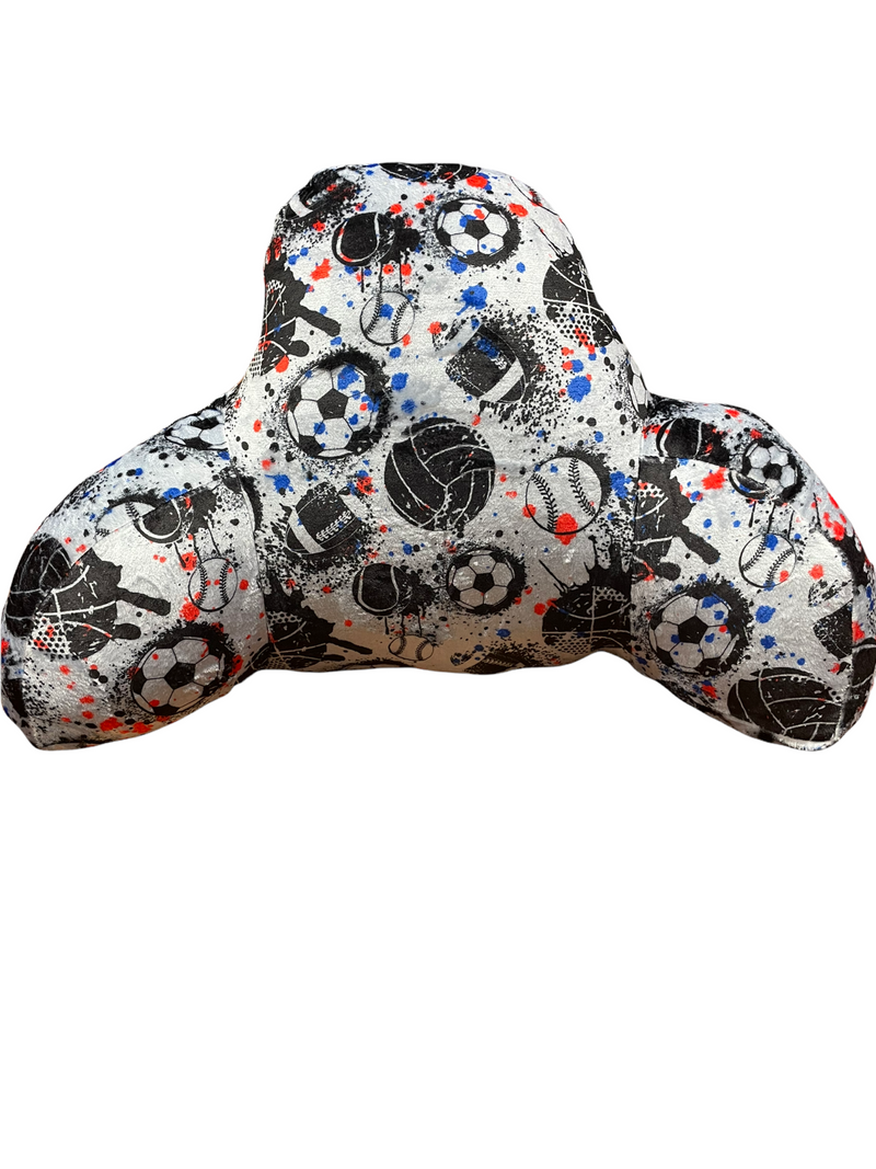 Sports Splatter Red and Blue Fuzzy Bed Rest