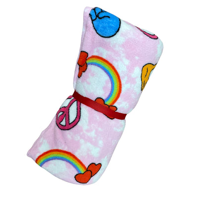 Peace and Rainbow Fuzzy Blanket - Bee Bee Designs