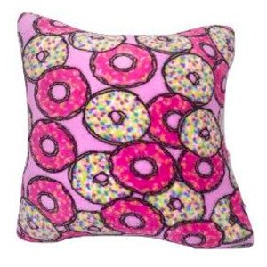 Pink Donuts Fuzzy Square Pillow