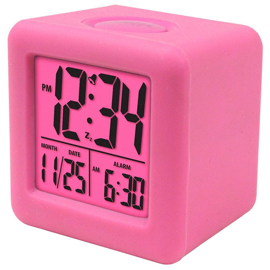 Pink Square Digital Clock – digital display camp clock