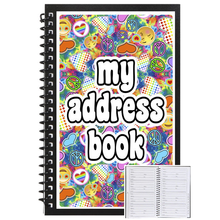Peace, Love, Happiness Tie Dye Address Book