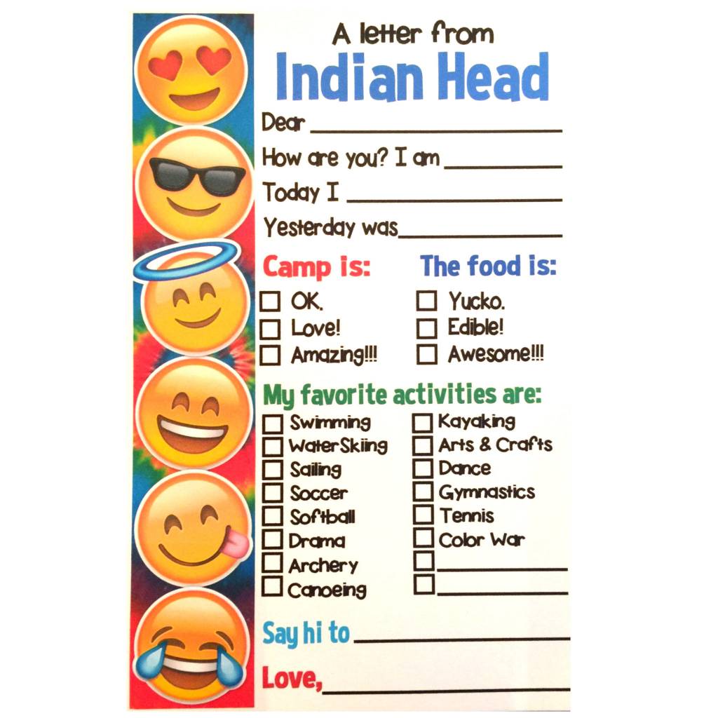 Emoji Check Box Camp Notecards – letters FROM camp notecards (8 cards + 8 envelopes) for sleepaway/overnight camp by Bee Bee Designs