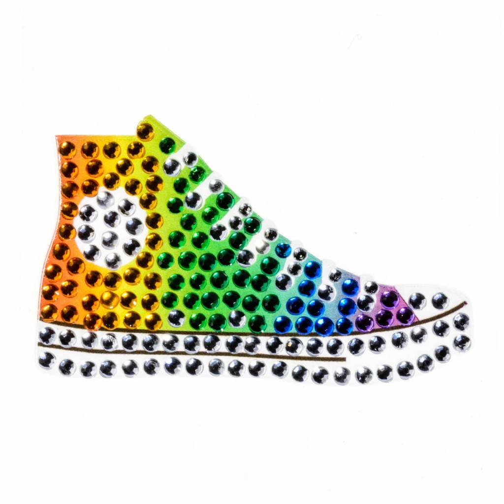 Rainbow Sneaker StickerBean – collectible StickerBean for trading + decorating at sleepaway or overnight camp by Bee Bee Designs