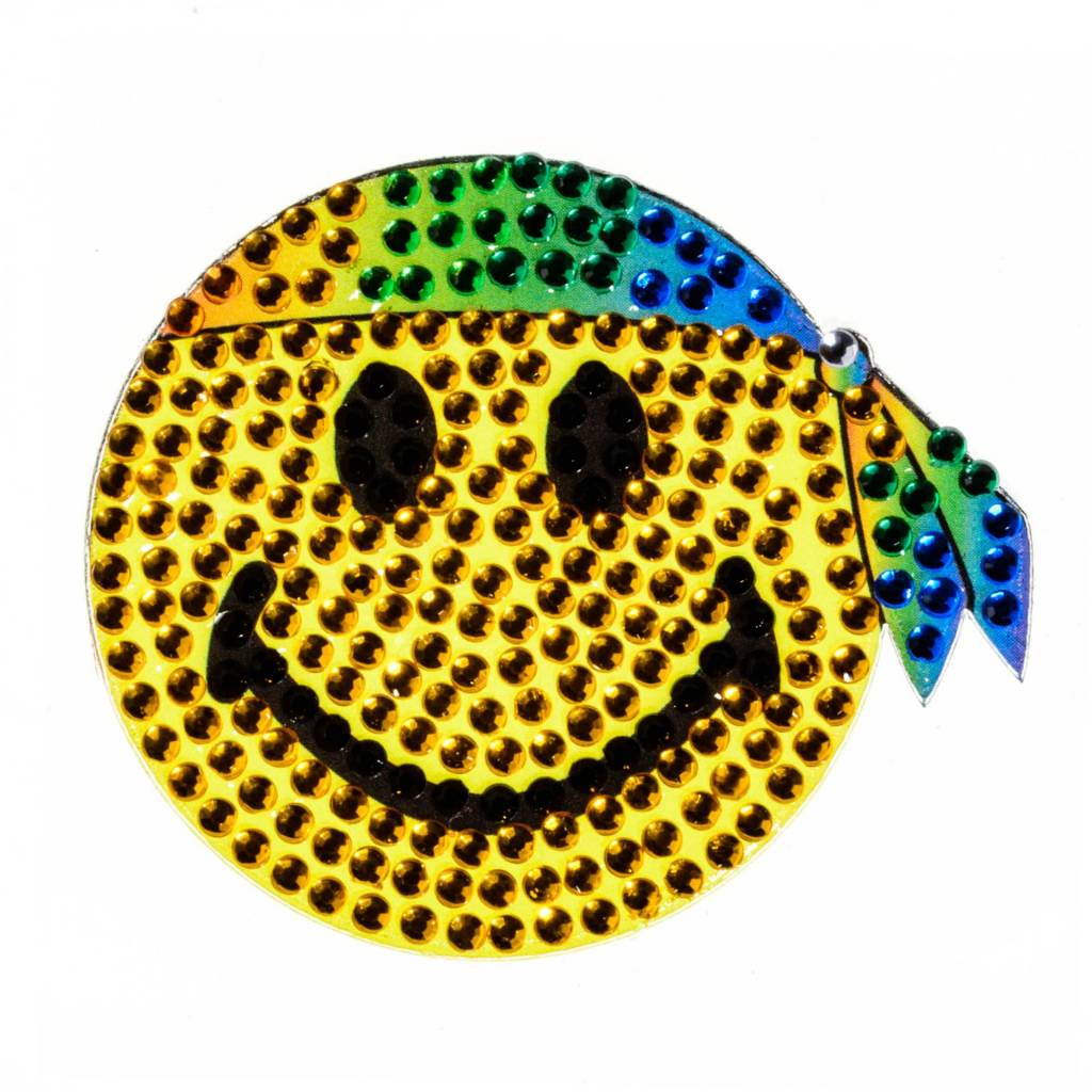 Hippie Smiley StickerBean – collectible StickerBean for trading + decorating at sleepaway or overnight camp by Bee Bee Designs
