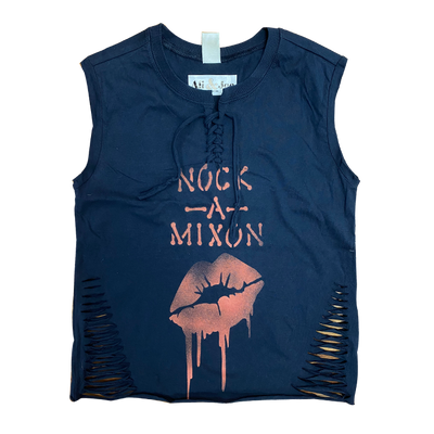 Dripping Lips Tonal Laced Up Camp Muscle Shirt