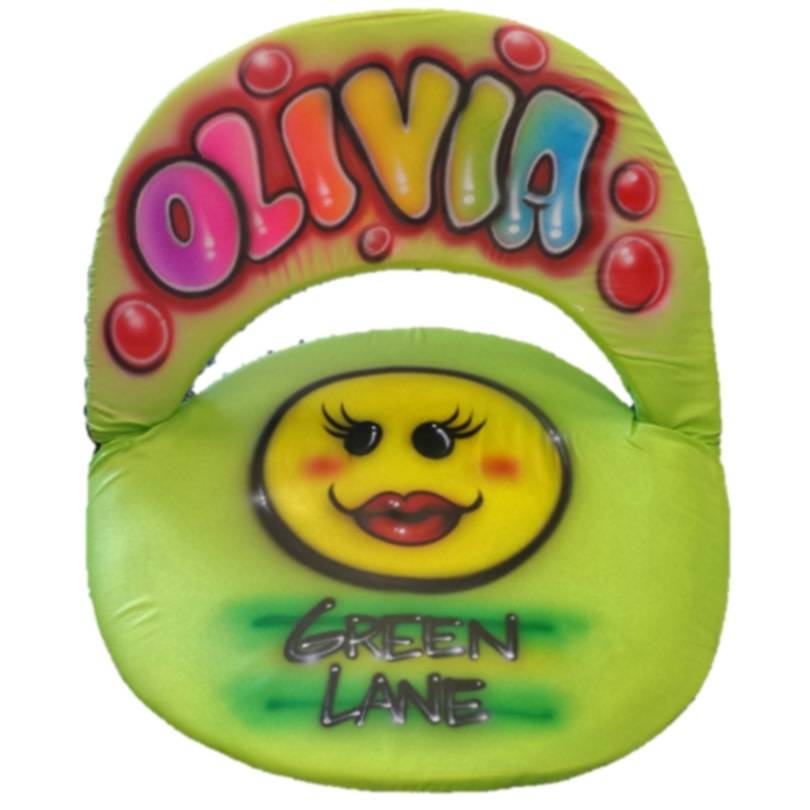 Lovey Smiley Airbrushed Ground Chair camp chair – airbrushed art – portable, low-profile seating.