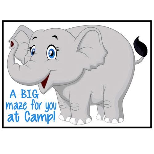 Elephant Maze Camp Card - Bee Bee Designs