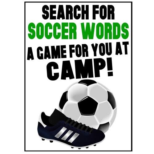 Soccer Word Search Camp Card - Bee Bee Designs
